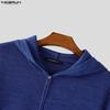 INCERUN Men Long Sleeve Zip-up Casual Hooded Rib Knitted Pullovers Sweatshirts
