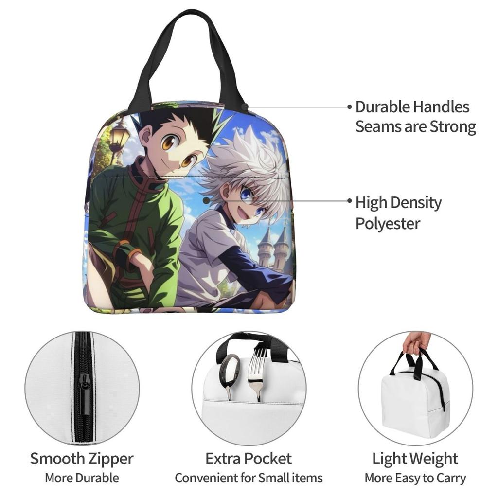 Cartoon Anime Hunter X Hunter Insulated Lunch Bag for Women Children Portable Food Boxes Thermal Lunch Box Tote