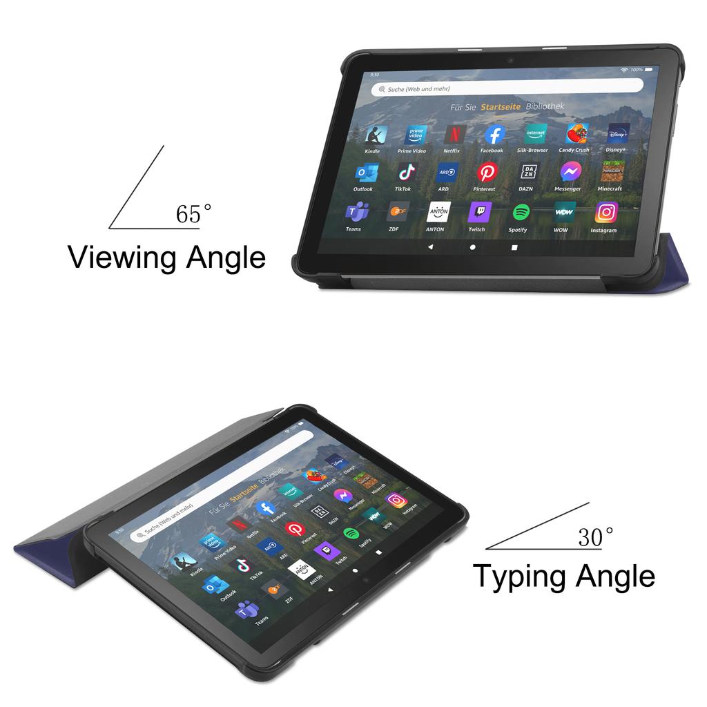 Trifold PU Leather Tablet Cover Protective Case with Automatic Sleep for New Fire HD 8 12th Generation 2022 Release Simple Style
