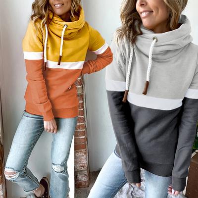 Dámska módna mikina Stripe Patchwork Pulóver s dlhým rukávom Dámske oblečenie Street Wear