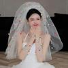 Photo Props Pompom Mesh Tulle with Clip Gloves New White Veil