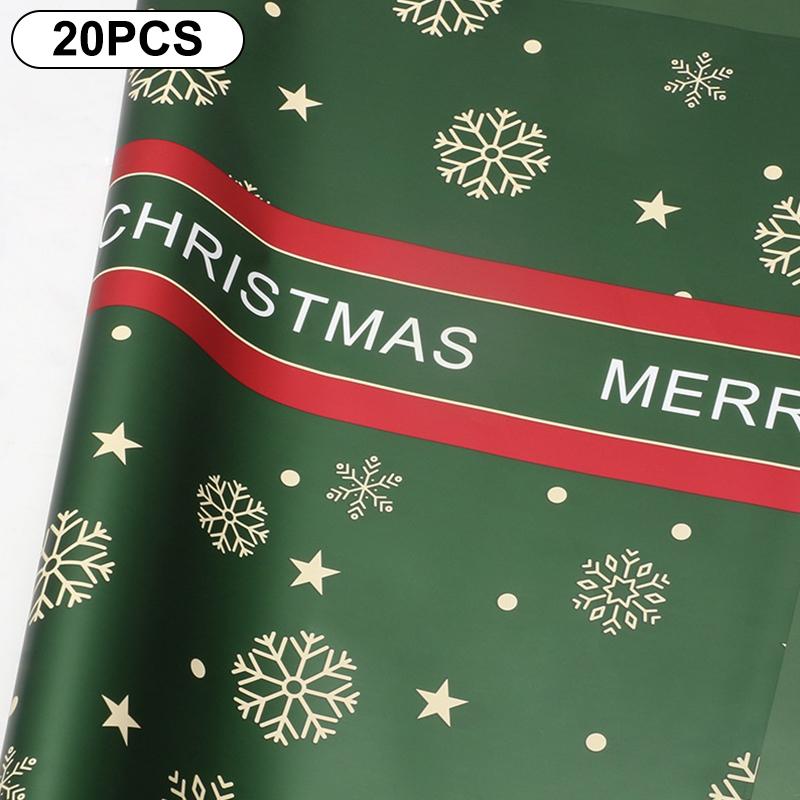 20-Count 57*57cm Flower Wrapping Papers for DIY Xmas Bouquet Packaging, Waterproof Xmas Gift Wraps