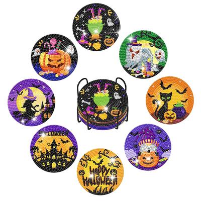 KDSSYFT Diamond Coasters, 8-Piece Set with Holder, Diamond Craft Kit, 5D Diamond Painting Kit, DIY Decoration, Cute Craft Kit, Art Craft Supplies for