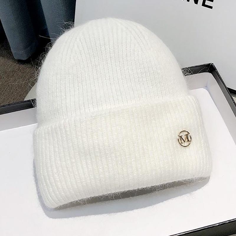 

Зимняя плюшевая толстая вязаная теплая шапка с защитой ушей, шапка-бини большого размера One Size