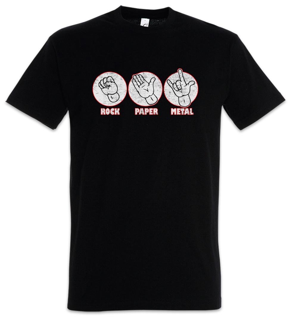 Rock Paper Metal T-Shirt Scissor Scissors Fun Hard Rock Fist Fork Hand Horns XL