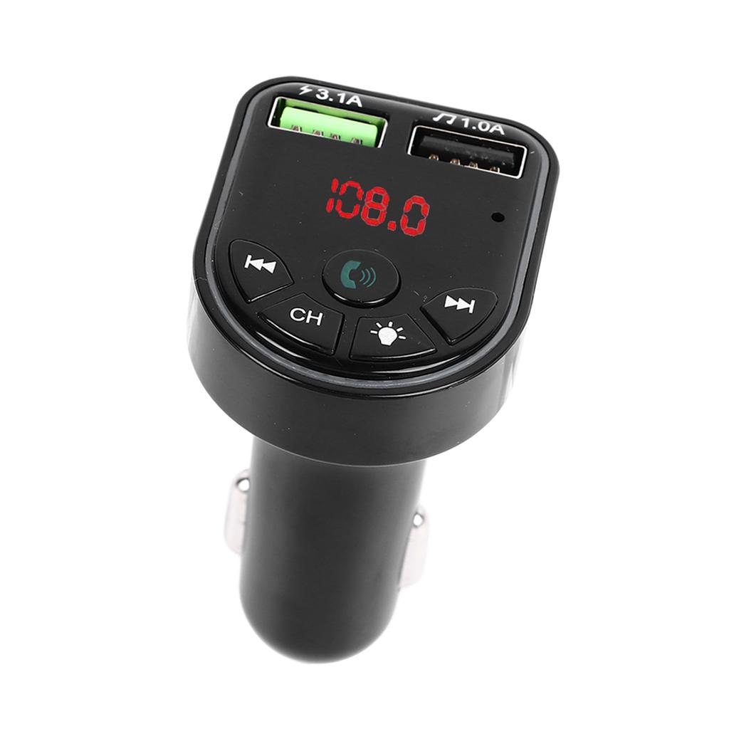 Transmisor Bluetooth Luz Ambiental Integrada Carga Rápida Llamadas Manos Libres Reproductor de Música MP3 para Coches