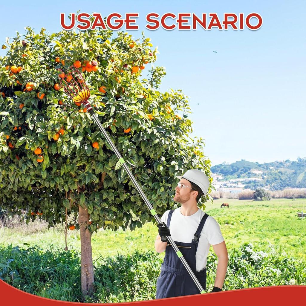 High-Altitude Telescopic Fruit Picker Basket - New Model for Peach and Vineyard Gardening.