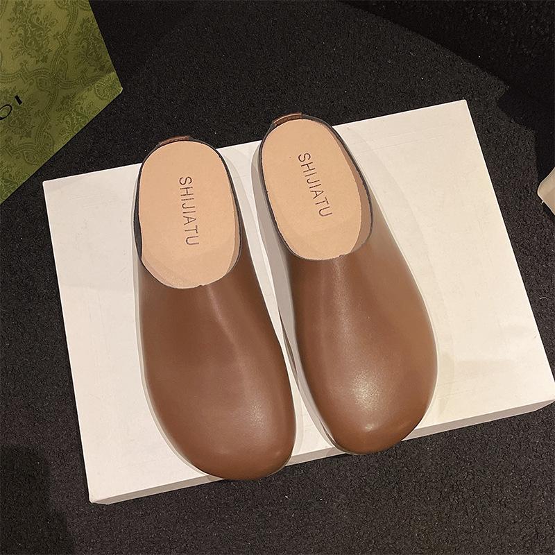 

Баотоу полутапочки женские для улицы новые весенне-летние на одной педали ленивые туфли повседневные на мягкой подошве нескользящие обувь для беременных 40 темно-коричневого