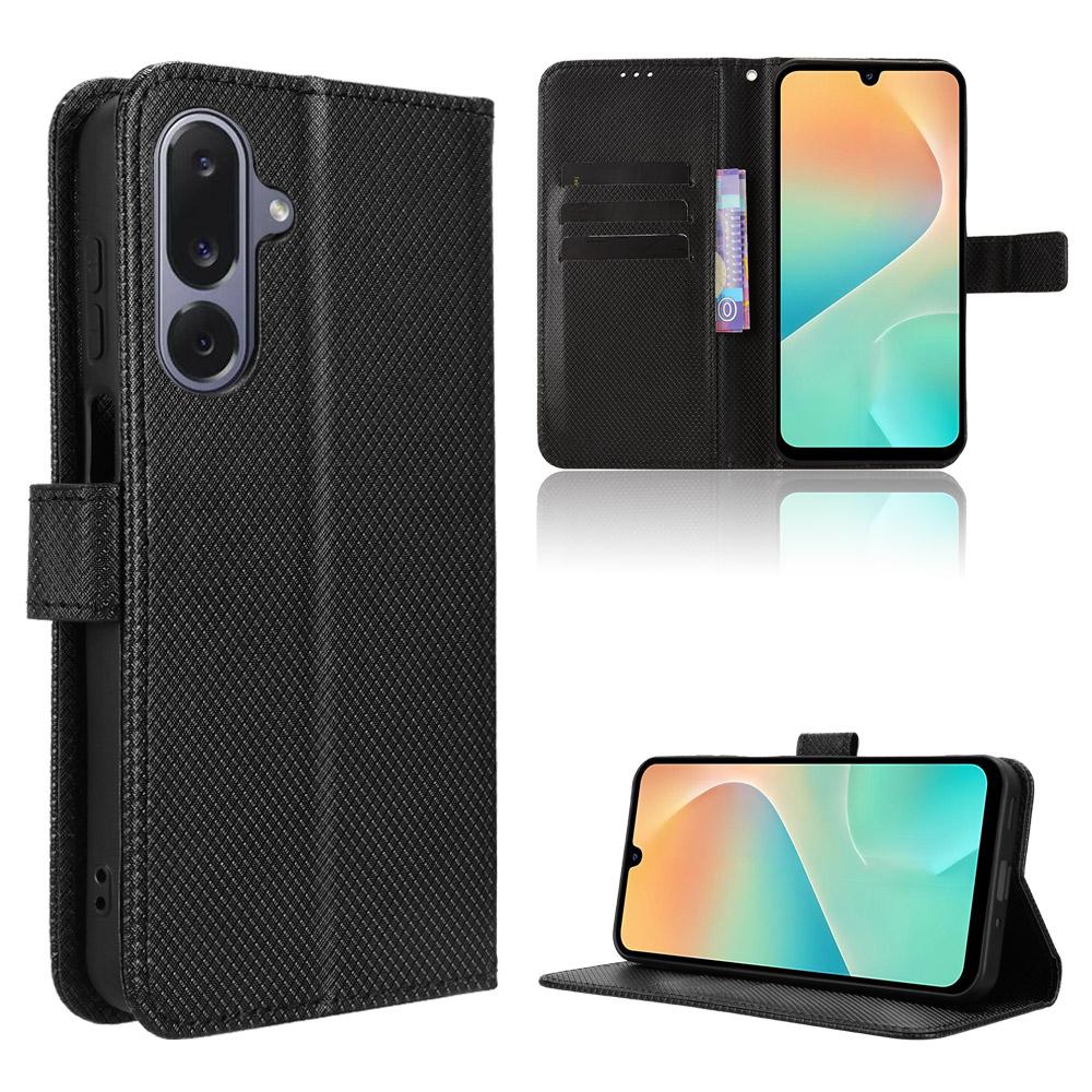 For Samsung Galaxy M36 5G Leather Wallet Case with Strap Diamond Texture Phone Cover