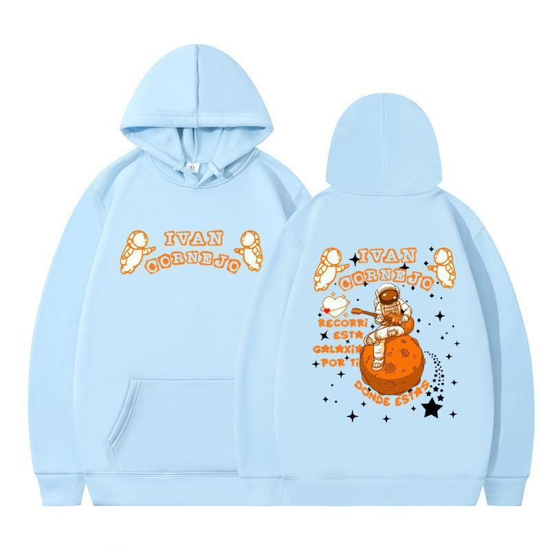 Unisex Hooded Sweatshirt With Astronaut Print Loose Fit Casual Sportswear Men Women Teens