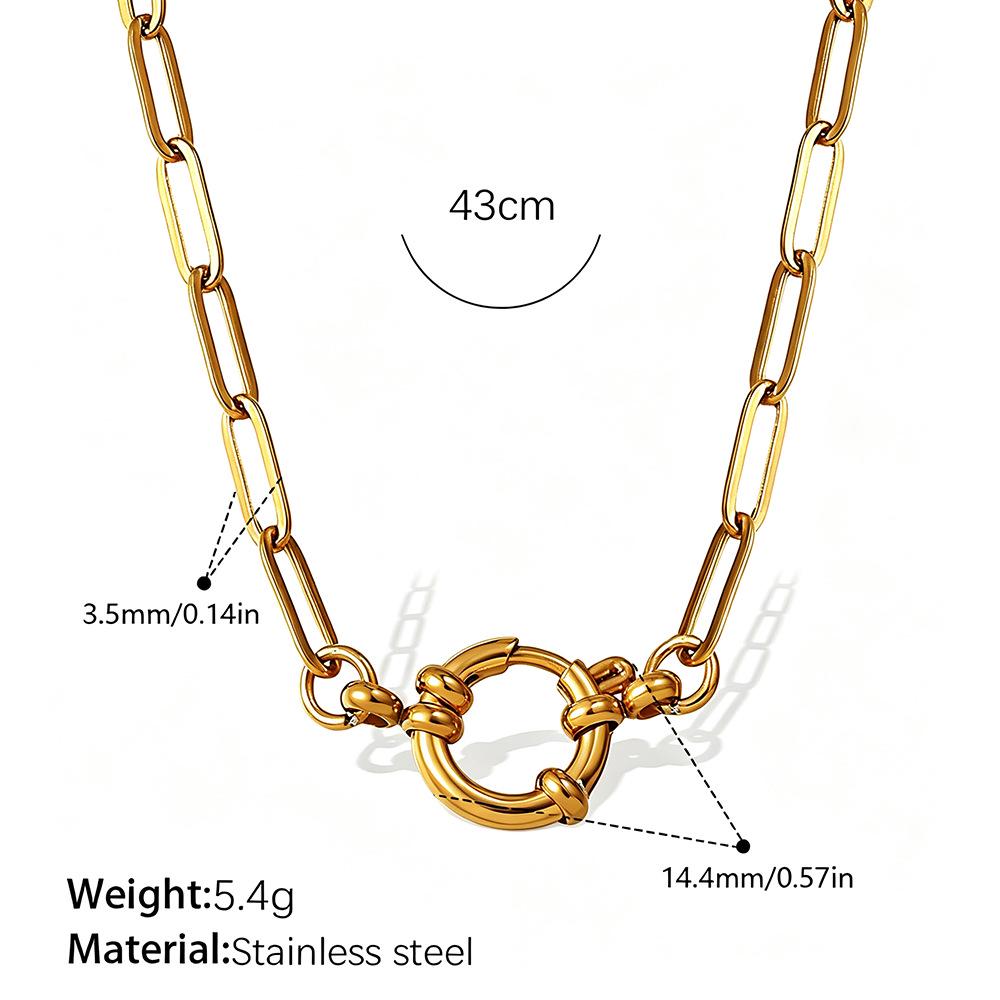 Europäische Retro 18K Gold Halskette für Damen - Hochwertiger schlichter Stil mit vielfältigen Designs und Edelstahlkette