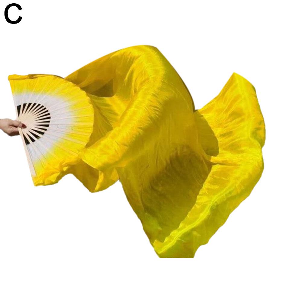 

Длина 120 см Танцевальный веер для женщин, градиентный цвет живота, танцовщица, длинная имитация, реквизит для танцев, шелковые веера