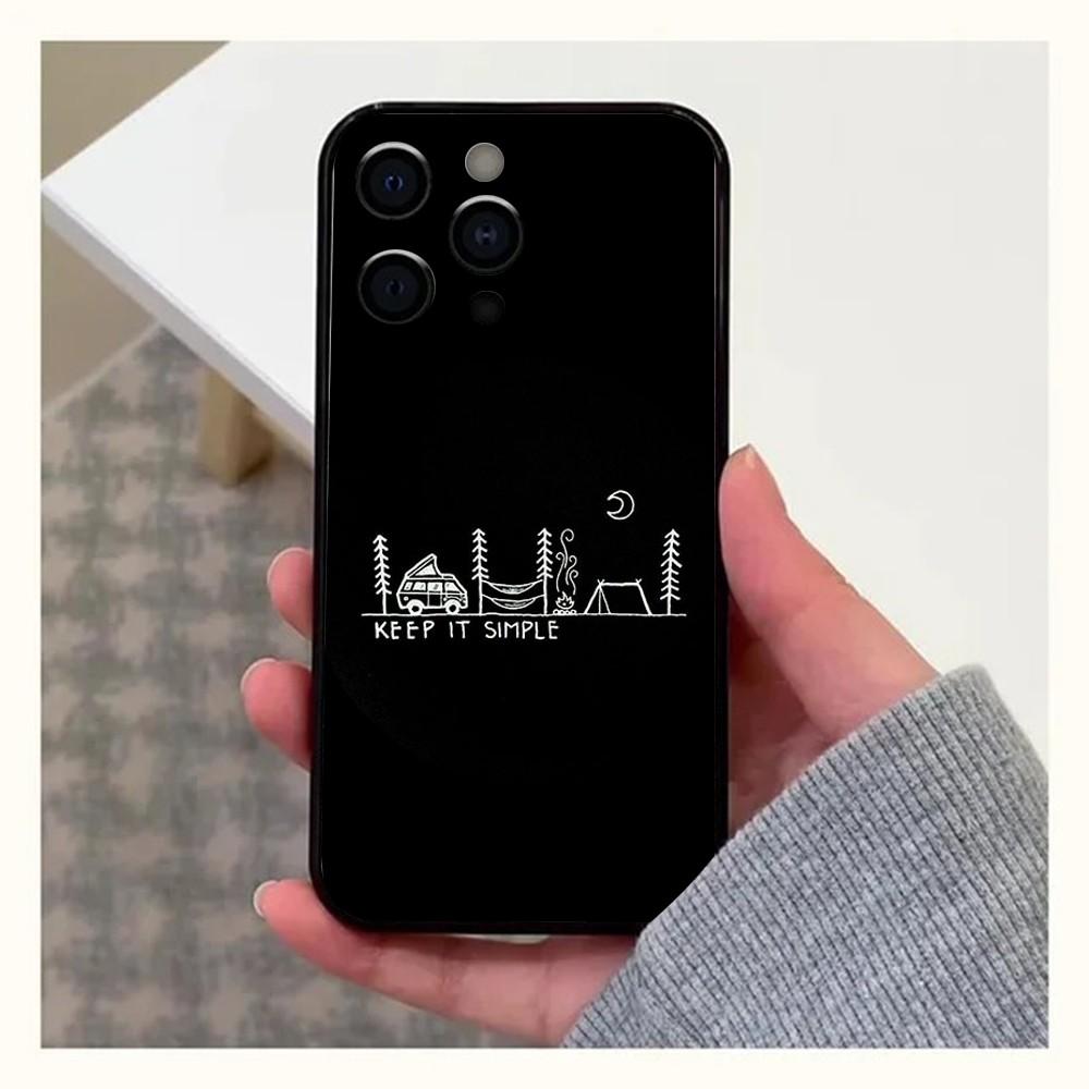 Camping Mountain Outdoor Phone Case For Apple iPhone 15,14,13,12,11,Pro,X,XS,Max,XR,Plus,Mini Soft Black Cover