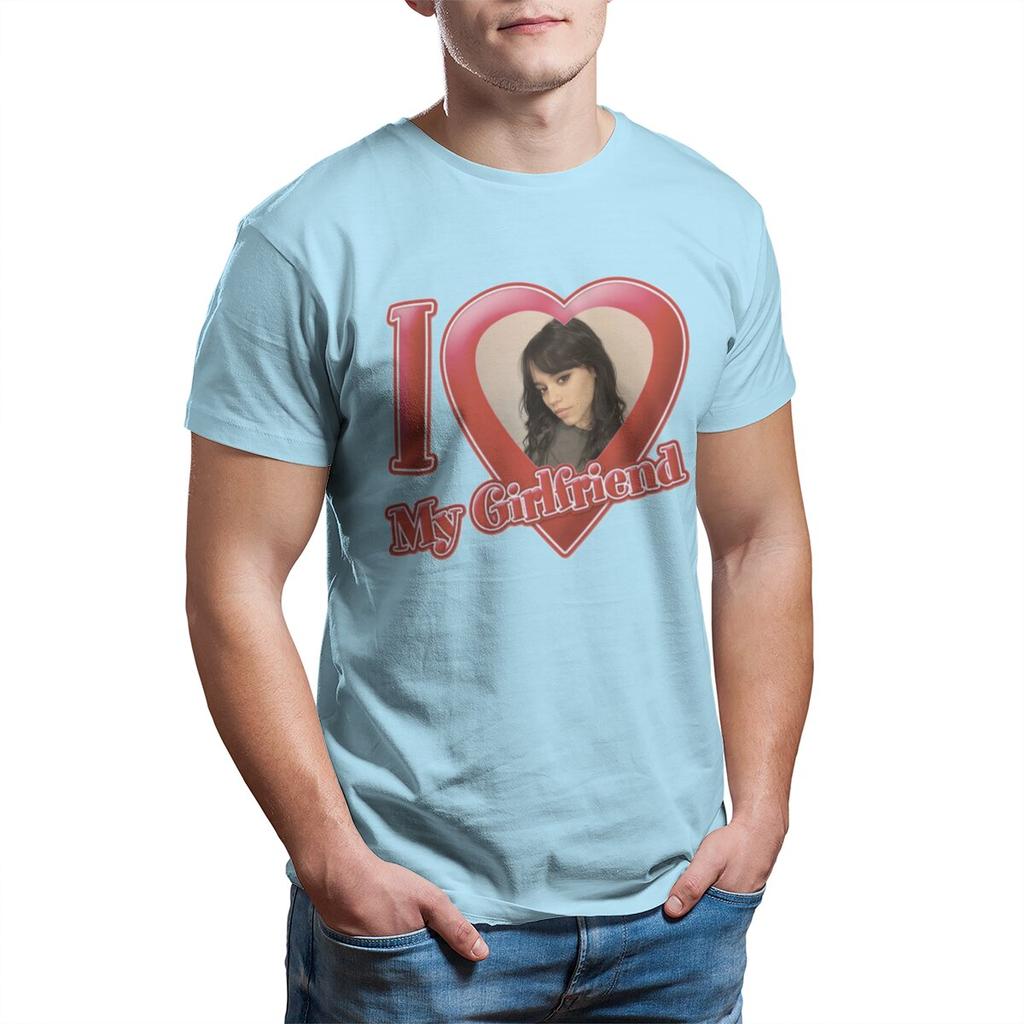 I Love My Girlfriend Jenna Ortega T Shirt for Men Pure Cotton Vintage T-Shirt Round Collar  Tees Short Sleeve Tops 4XL 5XL