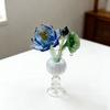 Mini Glasblomma Figurin Handgjord Faux Kristall Lotusbukett för Hemkontor Bordsdekor Gåva till Mamma Hustru