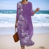 Women's Fashionable Printed Round Neck Seven Quarter Sleeve Loose Dress