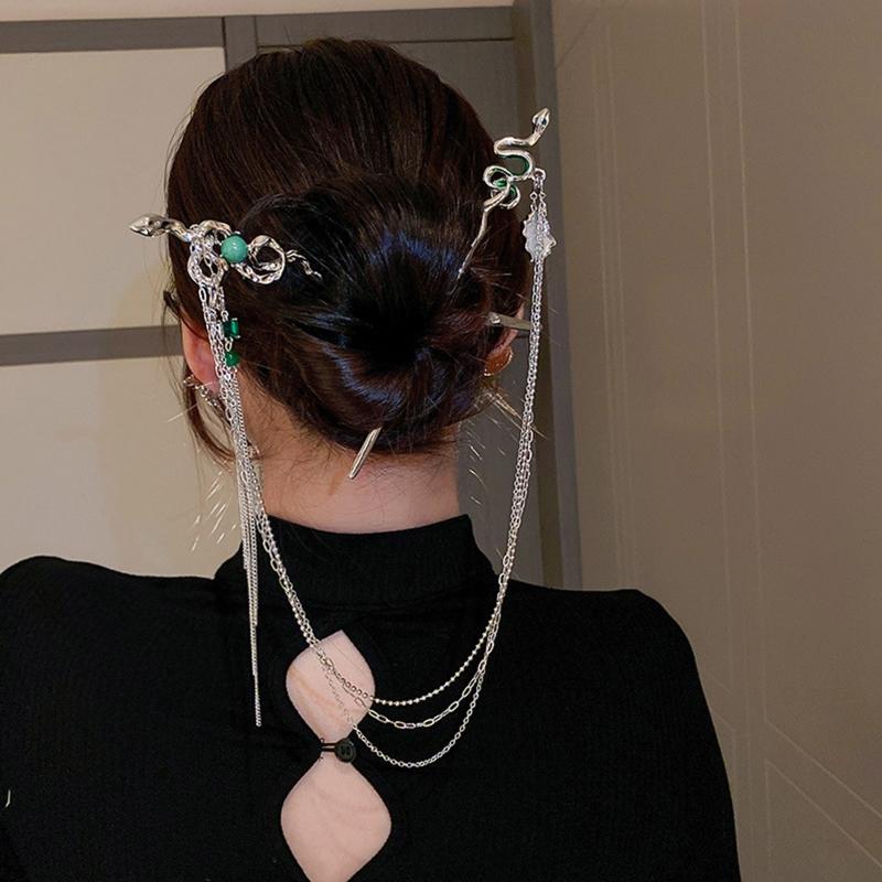 Zarte schlangenförmige Haarnadel im chinesischen Stil, Haarstab, Legierung, Haarnadel, Stäbchen, Chignon-Nadeln für Haar-Styling-Zubehör