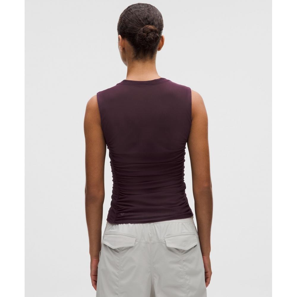 Lululemon Mesh Ruched Tank Top Black Plum
