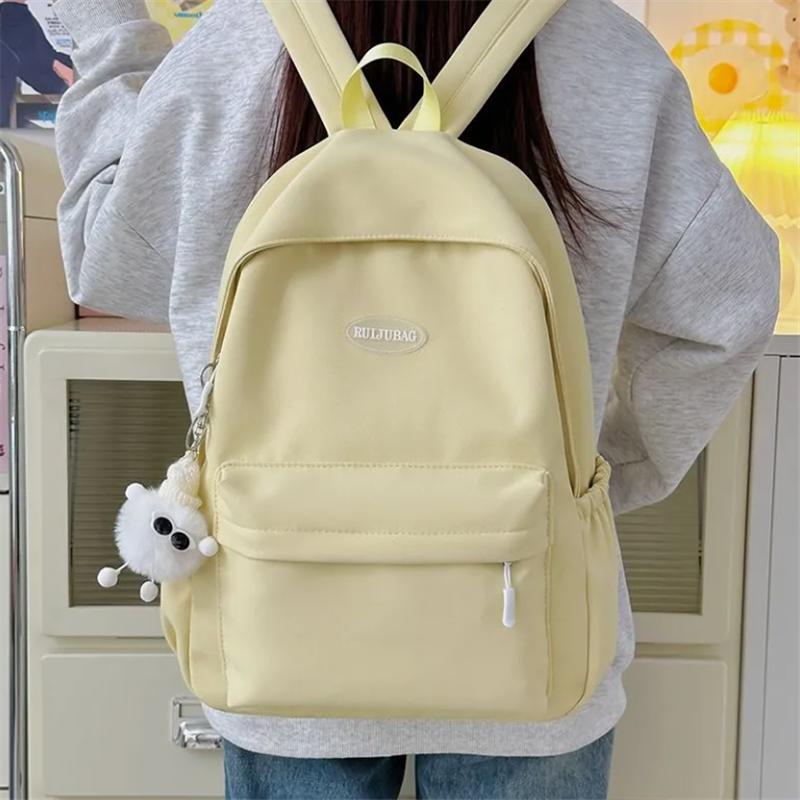 Solid Color Backpack For Women Simple And Versatile Ins Schoolbag Korean Style Fresh College Student Casual Backpack
