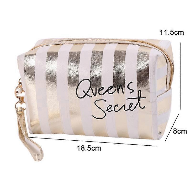Multifunctional Striped PU Waterproof Cosmetic Toiletry Bag