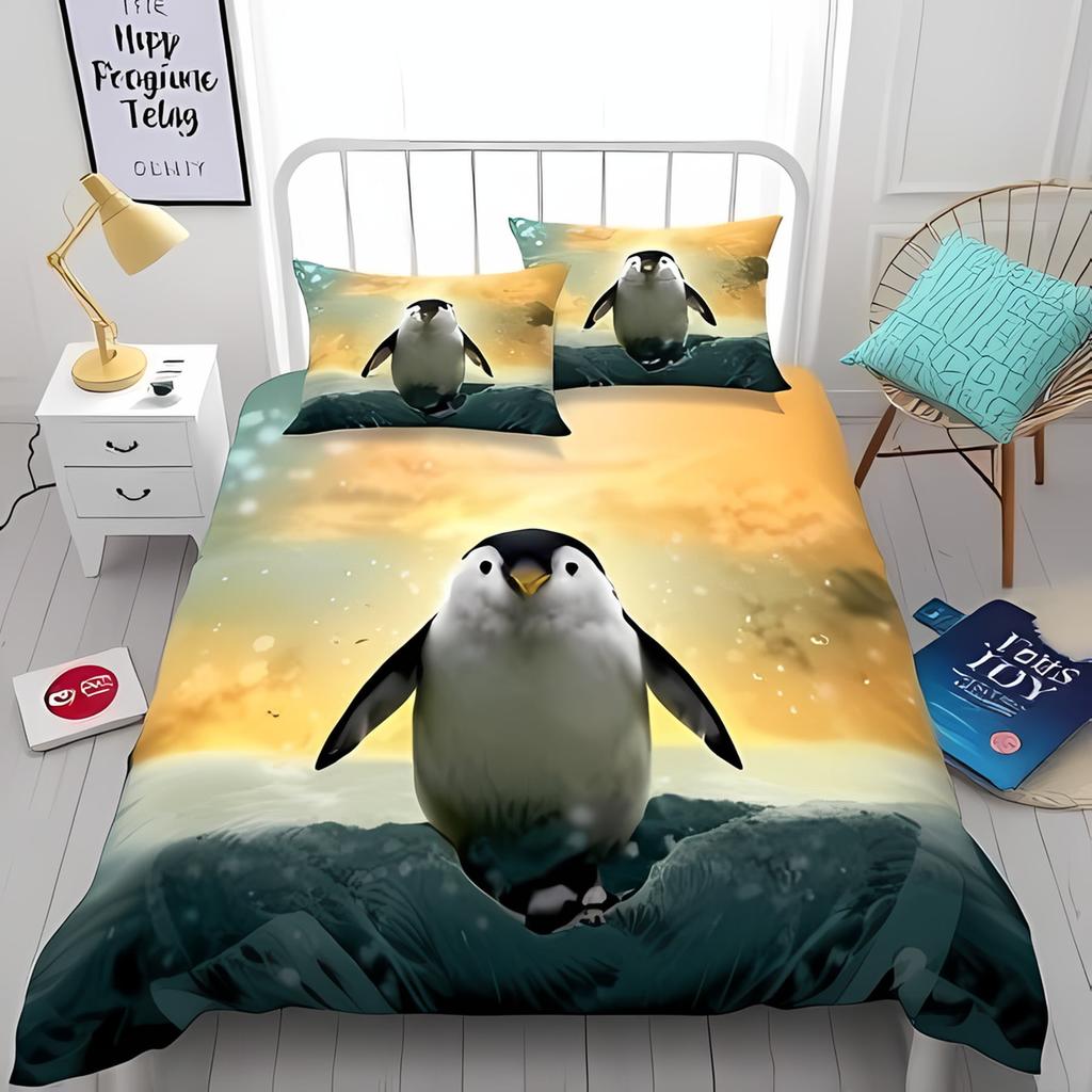 Comforter Penguin Antarctic Animals For Women Kids Boys Winter Wildlife Theme For Bedroom Ration Queen Size Comfortable