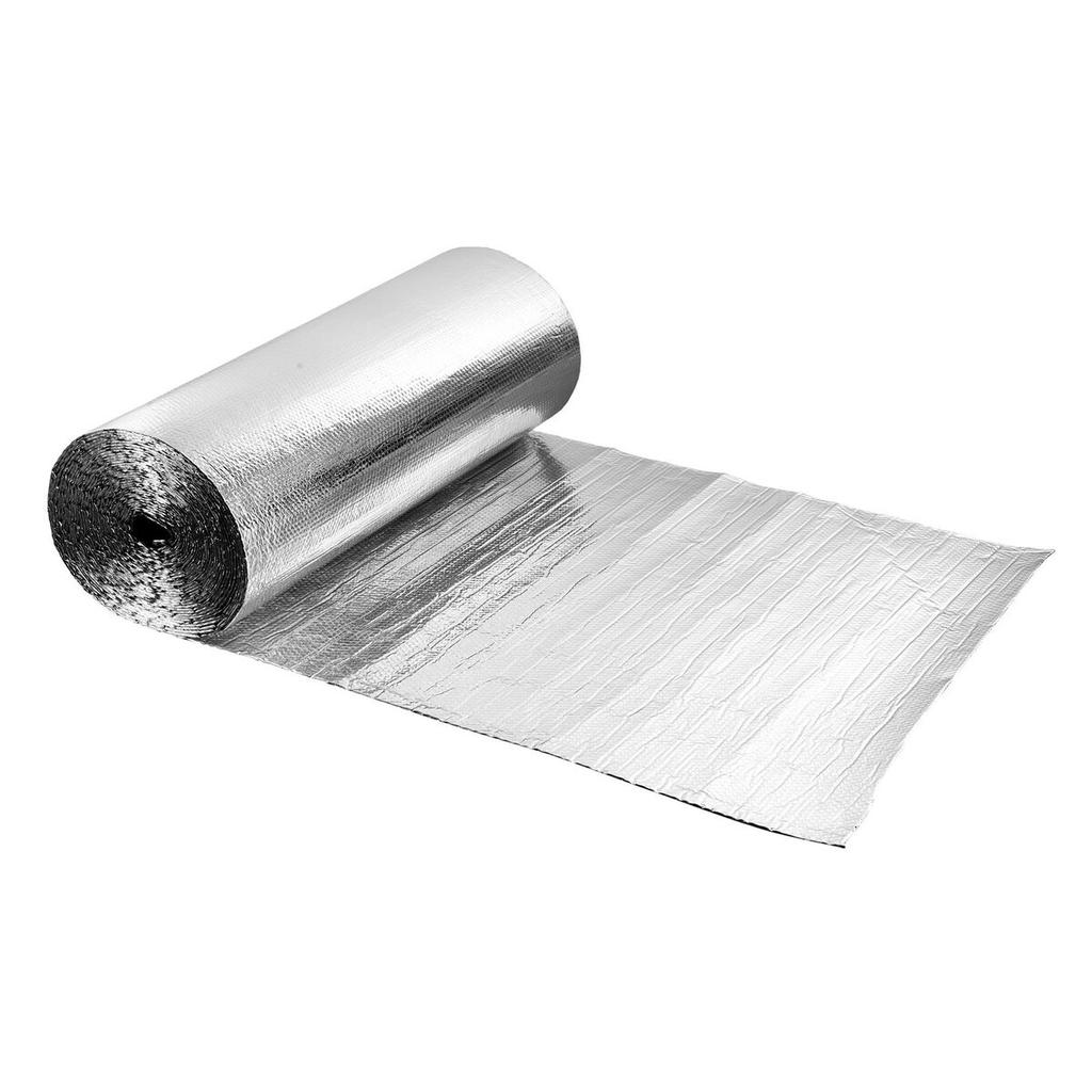 Double Reflective Insulation Roll, Double-Sided Aluminum Foil Radiant Barrier, 6mm 30.48 m x 1.22 m, Dual-Layer Air Bubble Heat Reflective Shield,
