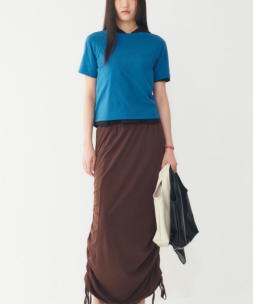 STUDIO TOMBOY Shirred String Banding Long Skirt_Dark Brown 9106232219