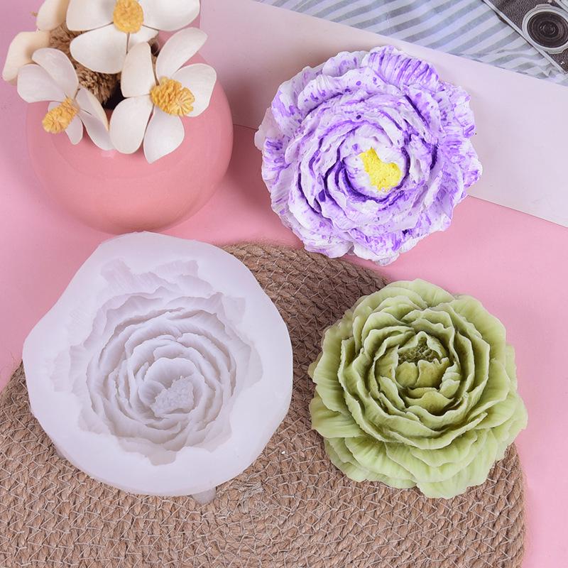 Large Peony Scented Candle & Soap Mold - DIY Home Decor Silicone Mold