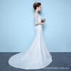 Elegantes Weißes Spitzen-Meerjungfrauen-Hochzeitskleid Mit Off-Shoulder-Ärmeln Schmale Taille Schleppe Strand Outdoor Hotel