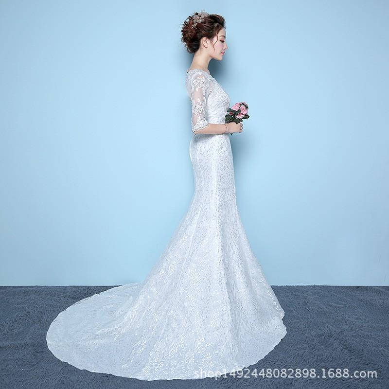 Elegantes Weißes Spitzen-Meerjungfrauen-Hochzeitskleid Mit Off-Shoulder-Ärmeln Schmale Taille Schleppe Strand Outdoor Hotel