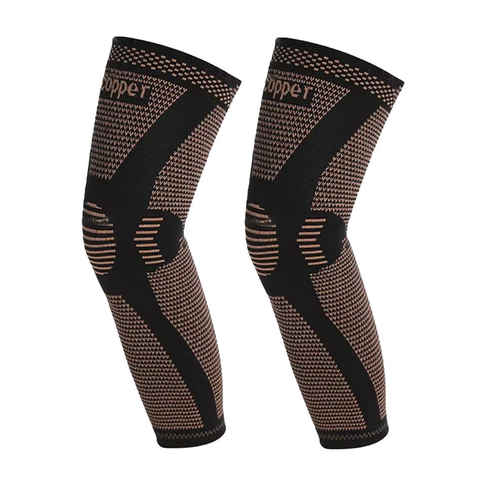 GOBYGO Lengthened Warm Knee Pads Stretchy Sweat-absorbent X Pressurized Breathable Copper Knitted Nylon Fabric Non-slip Silicone