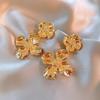 Metal Flower Earrings for Women Design and Light Luxury Exaggerated Drop Earrings Wholesale Gold Plating Jewelries