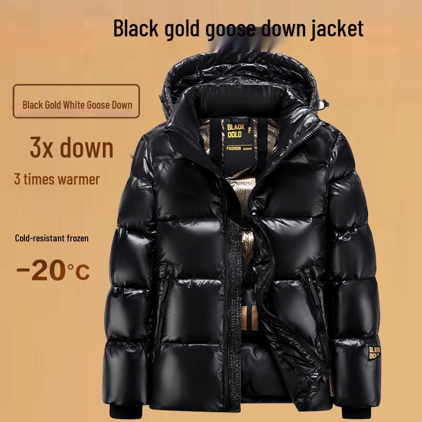 Black Gold Goose Down Long Coat - Unisex Winter Over-Knee Jacket for Extreme Cold