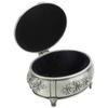 Oval Jewelry Organizer Box Emboss Alloy Trinket Jewelry Box  For Rings Necklaces Earrings