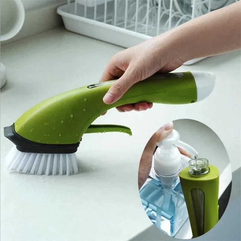 2 v 1 kartáč na čištění koupelny, dávkovač mýdla, kartáč na čištění podlahových dlaždic, kuchyňský dřez, čistič, domácí úklidové potřeby