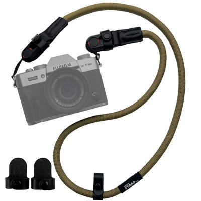 APEGG Sangle d'appareil photo en cuir véritable, longueur rapidement réglable, compatible avec les reflex numériques et les appareils sans miroir, élégante et pratique, avec protection et déclencheur, robuste