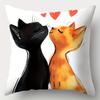 4Pcs Set, Sofa Pillow Covers, Kitten Family Pillowcases, 17.7"X17.7", Single-Sided Print, Home Decor, Sofa Lumbar Support Covers