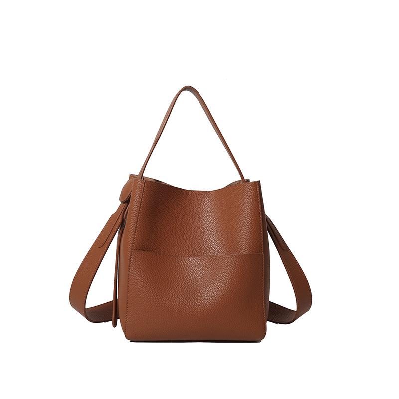 

INBLUE Women s Large Capacity Shoulder/Crossbody Bucket Bag - Versatile Simple Design One Size коричневий/жовтий