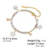 Crystal Snowflake Charms Bracelet for Women Stainless Steel Gold Plated Paperclip Chain Birthday Winter Couple Jewelry Gift