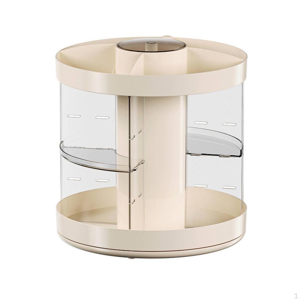 Rotating Makeup Organizer Clear Cosmetics with Base Transparent Brush