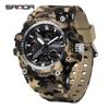 SANDA Women's Trendy LED Dual Display Waterproof Watch with Hourly Chime