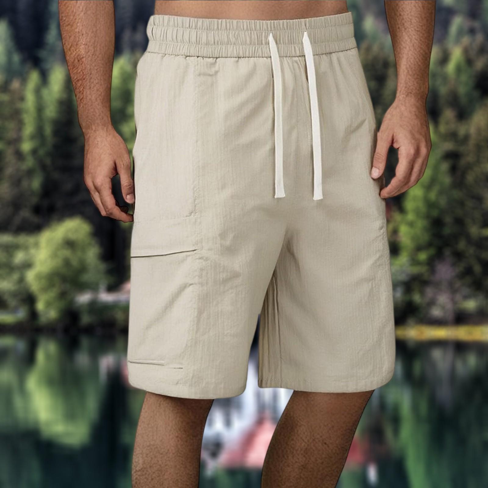 

Мужские летние быстросохнущие свободные фитнес-брюки, повседневные спортивные шорты, шорты для серфинга и пляжа, шорты до колена XXXL хаки