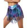 S-XXL Women's Fringed Booty Shorts: High Waist Iridescent Metallic Hot Pants with Tassel for Jazz Rock Dance Performance
