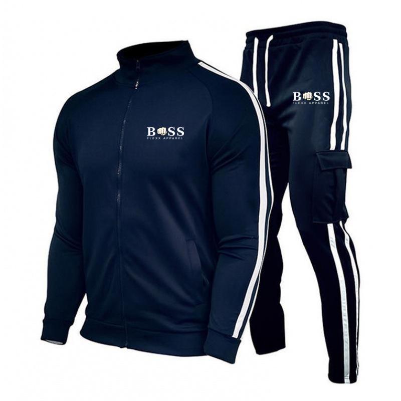 Trendiges Sport-Freizeit-Set für Herren mit Stehkragen & Reißverschluss-Print
