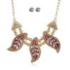 Leaf Necklace Vintage Set With Rhinestone Decor And Geometric Style For Women