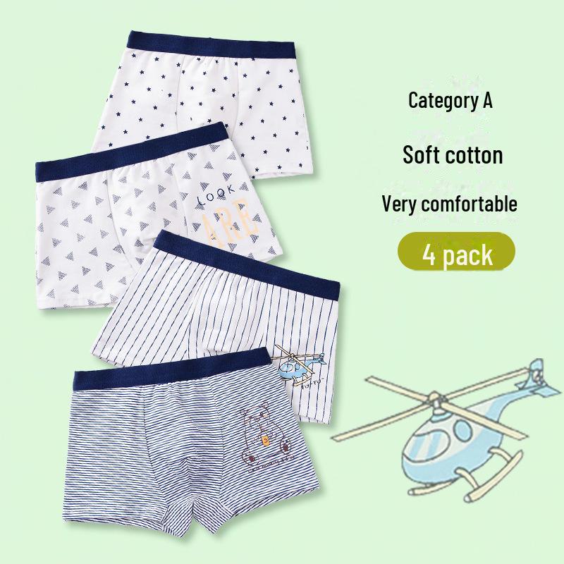 New Boys' Pure Cotton Boxer Shorts for Toddlers, Ages 2+