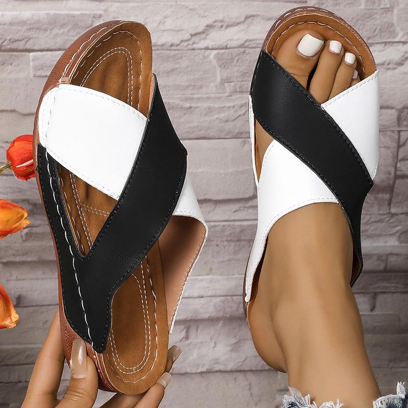 

Contrast Color Cross Strap Wedge Sandals Women Lightweight Casual Platform Slippers Woman Summer Comfort Non Slip Beach Sandals 43