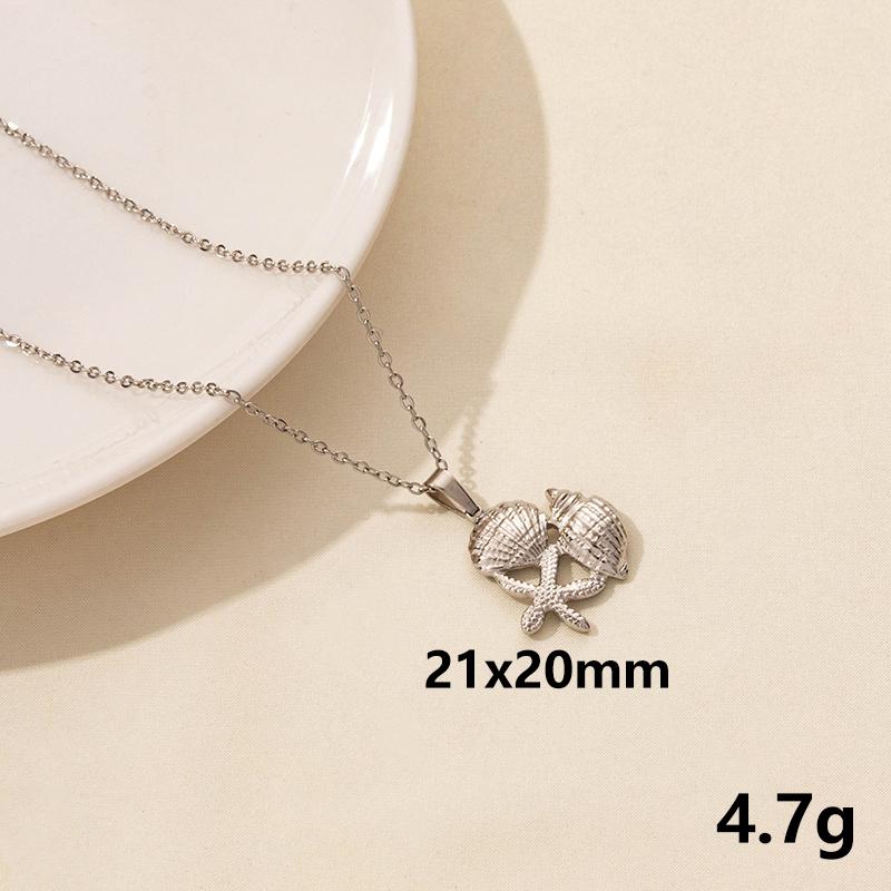 1Pc Stainless Steel Animal Starfish Turtle Octopus Seahorse Pendant Necklaces Vintage Summer Conch Shell Women Collar Jewelry