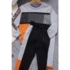 Text Printed Kangaroo Pocket Orange Boy Tracksuit Team 14987-1