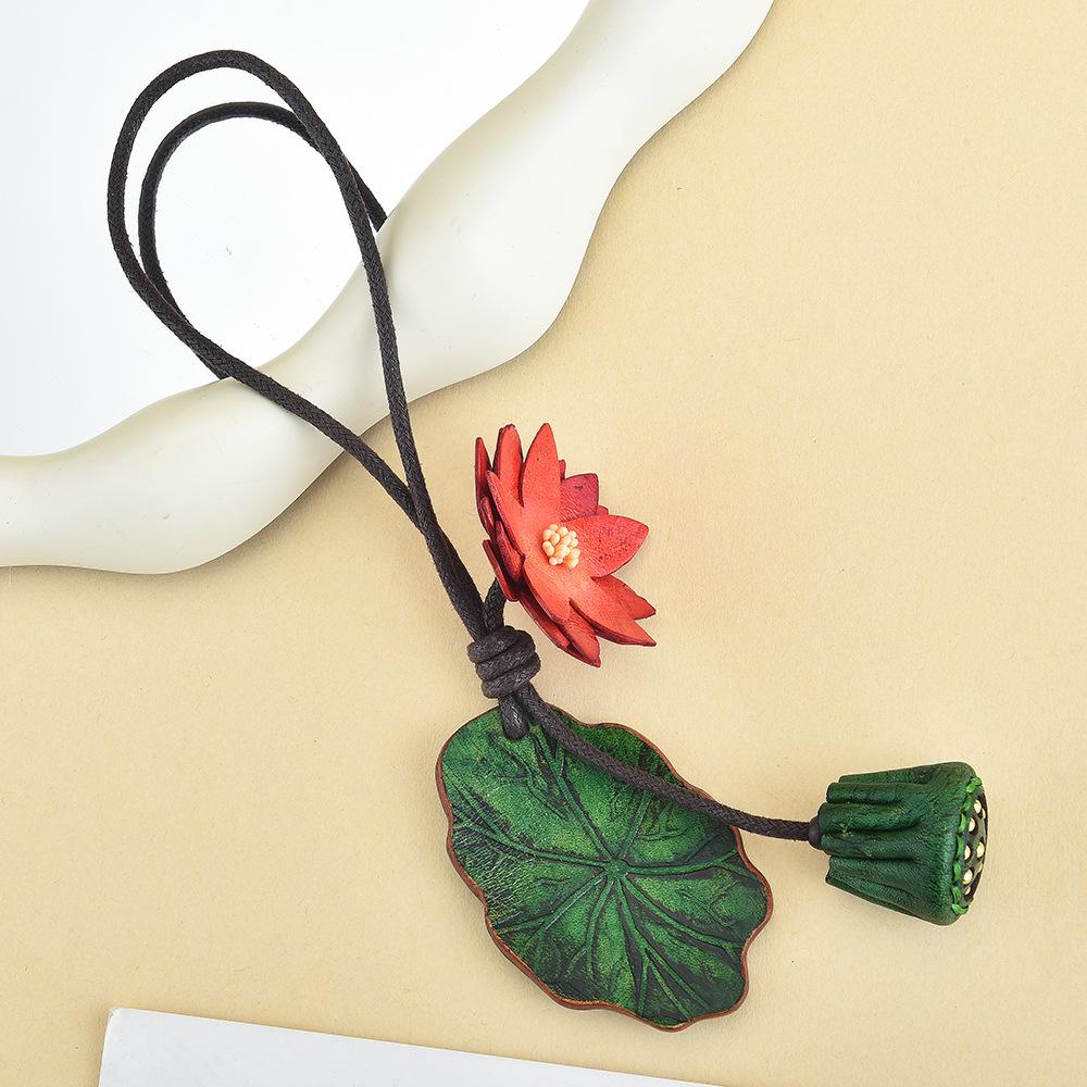 Lotus Pond Moonlight Leather Bag Pendant Accessories Leather Pendant Single Piece